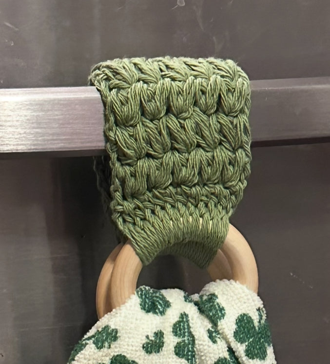 Crochet + Wood Towel Holder