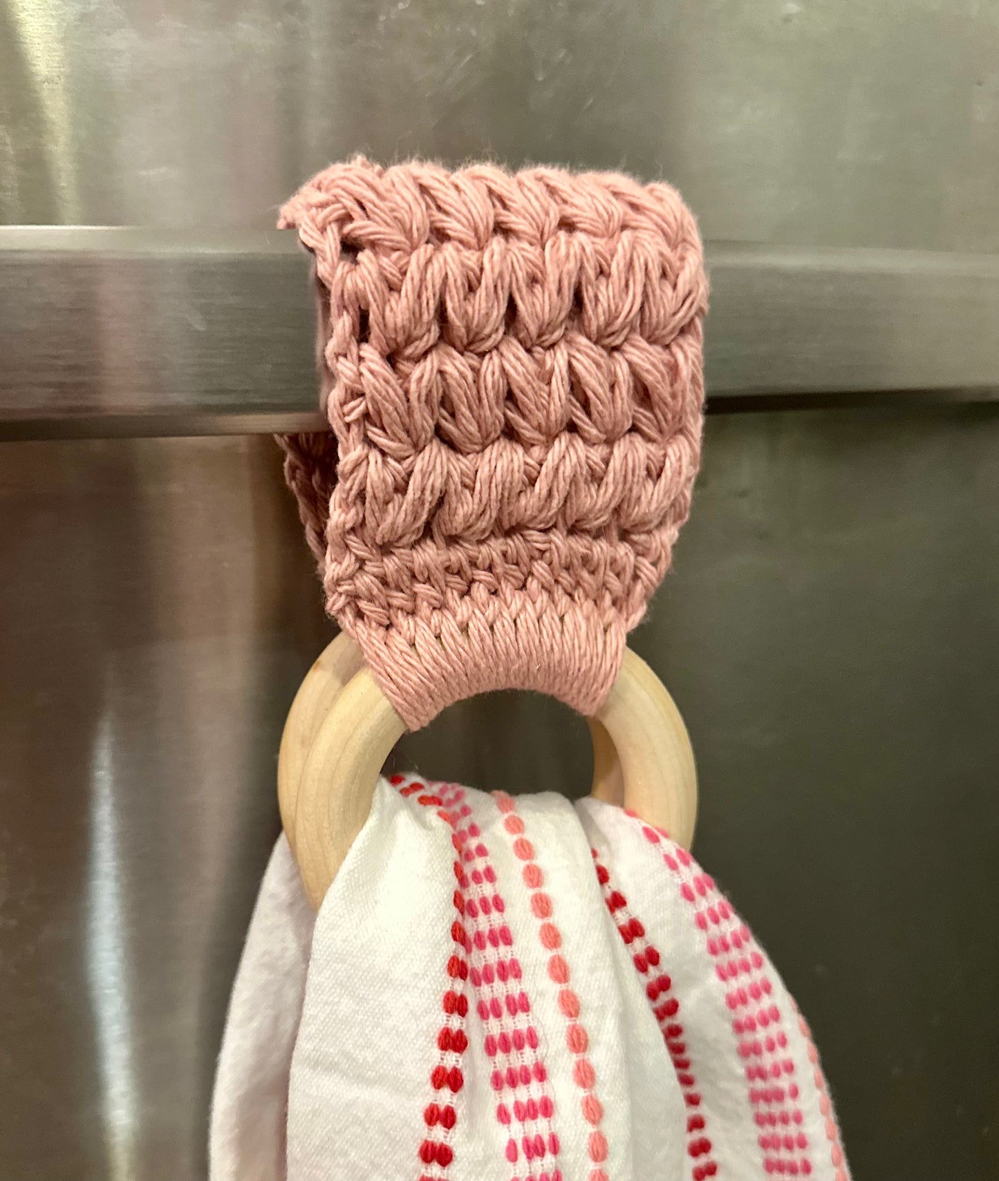 Crochet + Wood Towel Holder