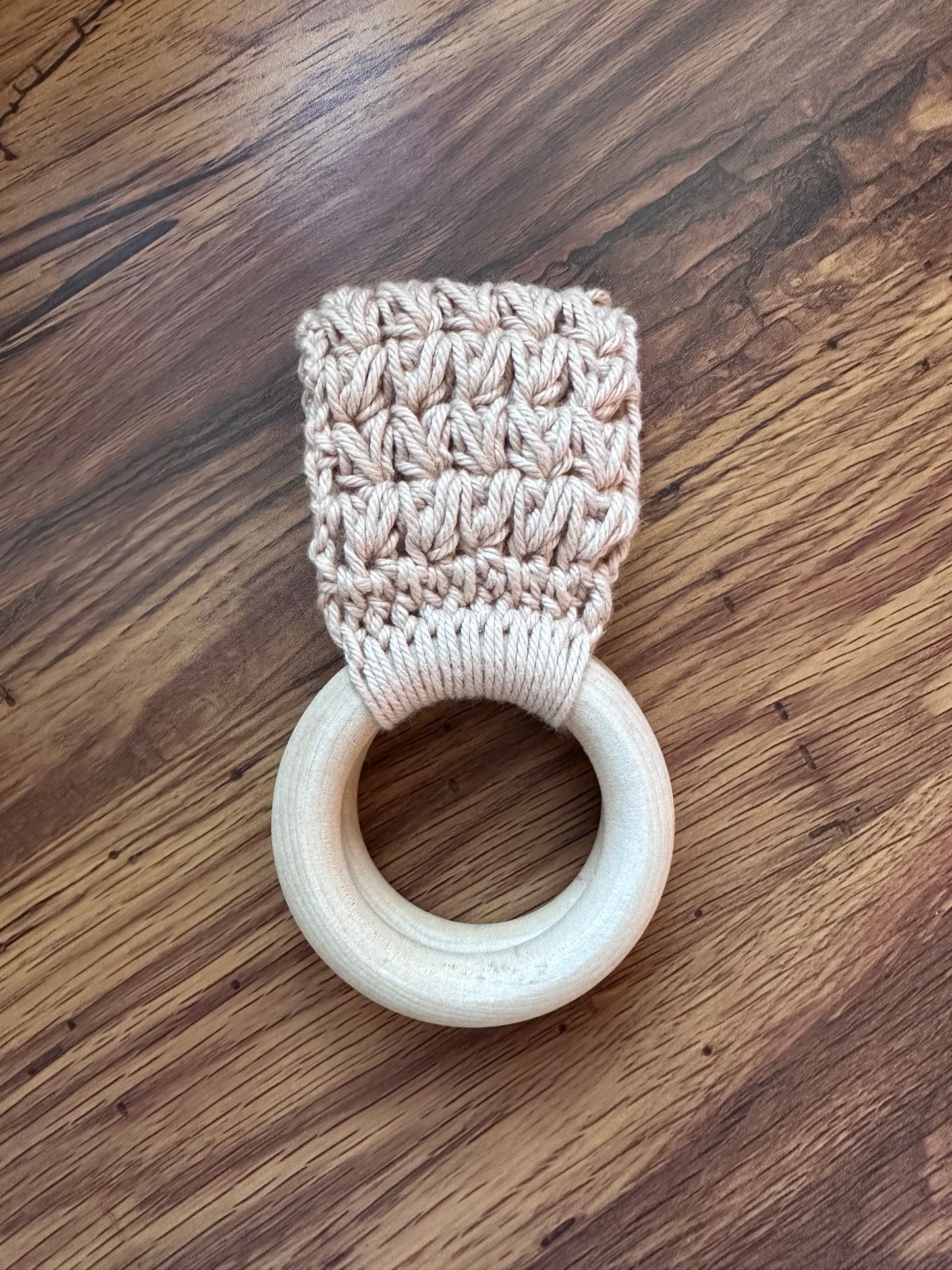 Crochet + Wood Towel Holder